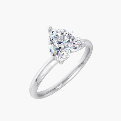 Heart Grooved Diamond Ring