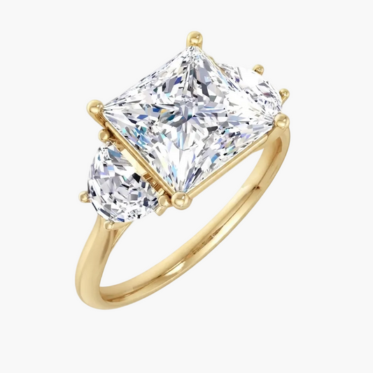 Radiant Trio Gold Engagement Diamond Ring