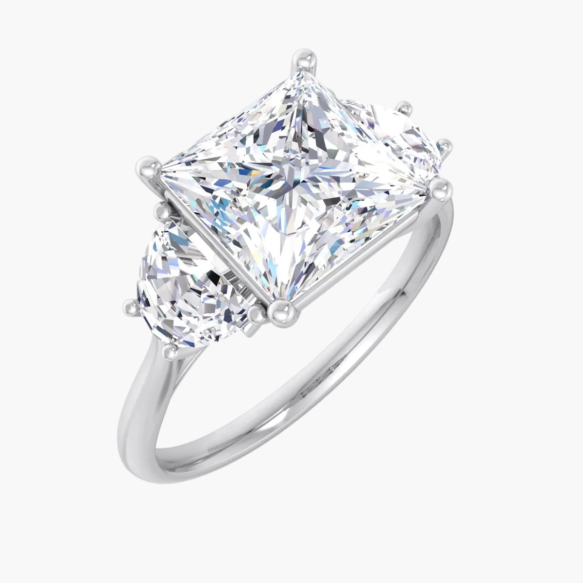 Sculpted Band & Half Moon Diamond Ring