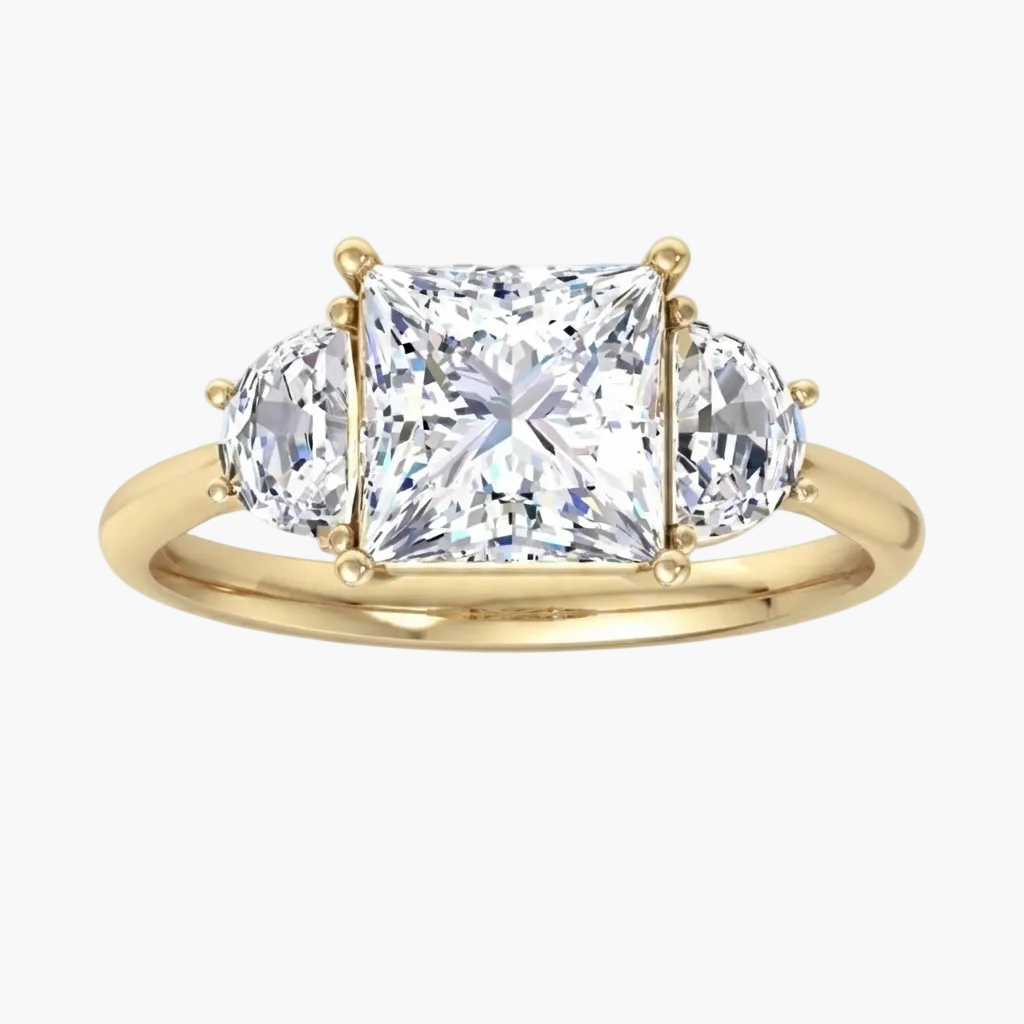 Radiant Trio Gold Engagement Diamond Ring