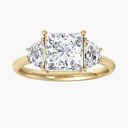 Radiant Trio Gold Engagement Diamond Ring