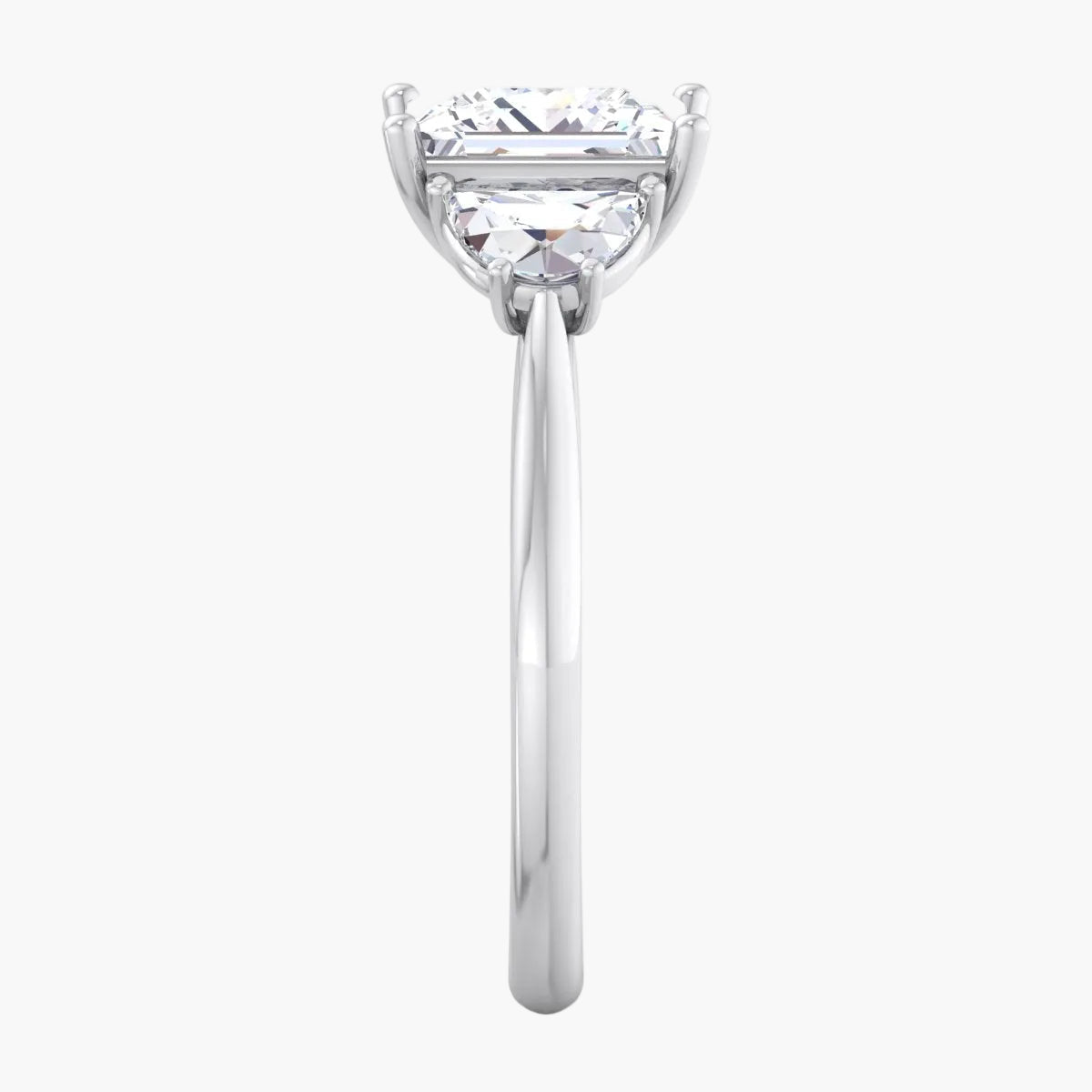 Sculpted Band & Half Moon Diamond Ring