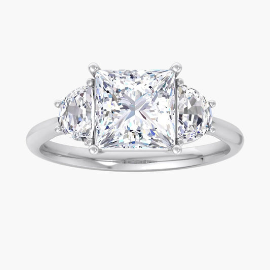 Sculpted Band & Half Moon Diamond Ring