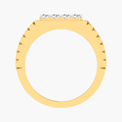 Gold ring with small diamonds on a white background