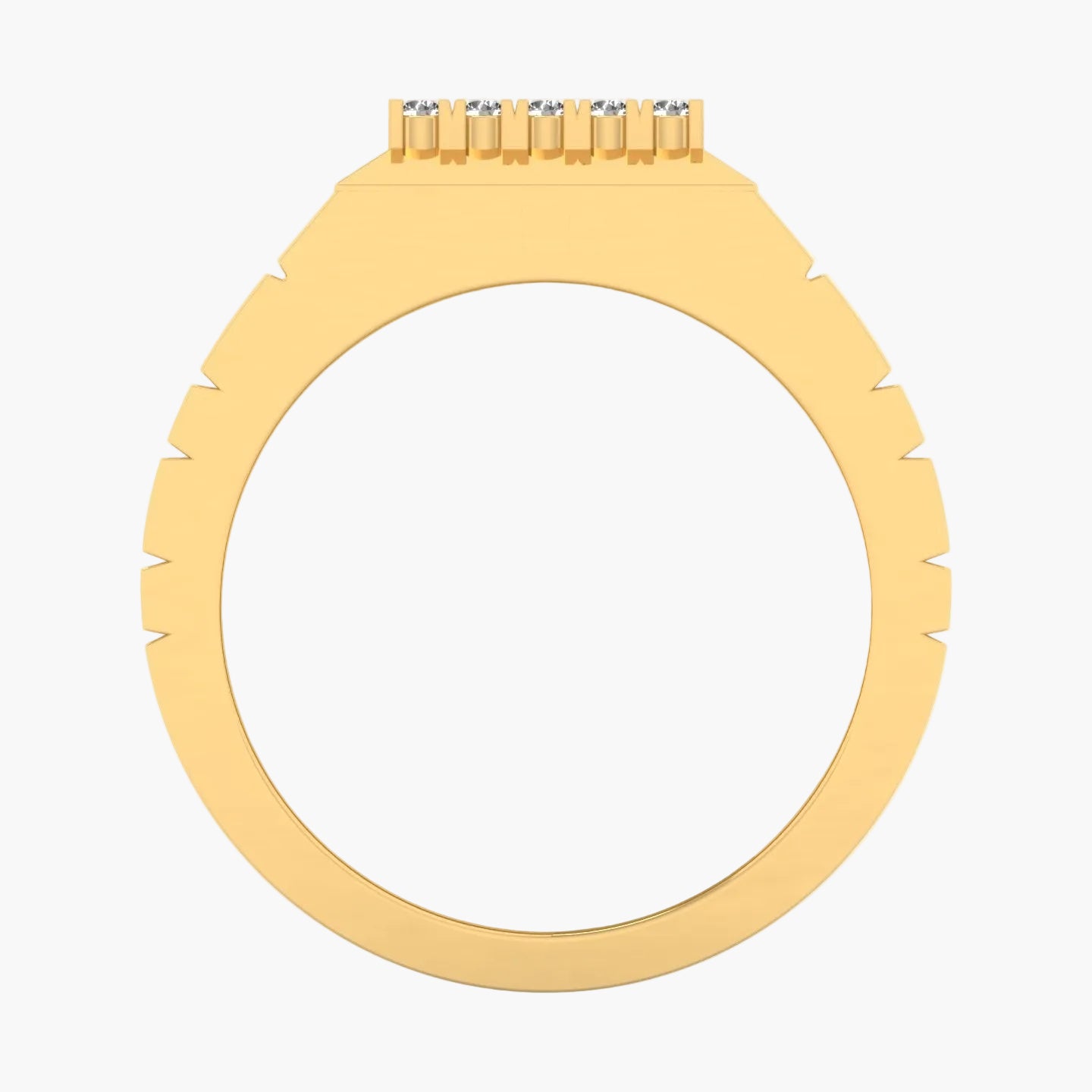 Gold ring with 'Green Lab' branding on a white background