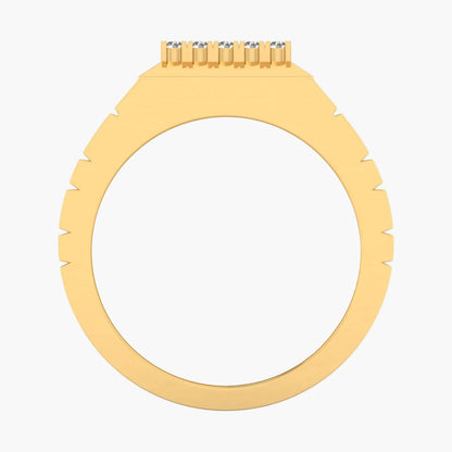 Gold ring with 'Green Lab' branding on a white background