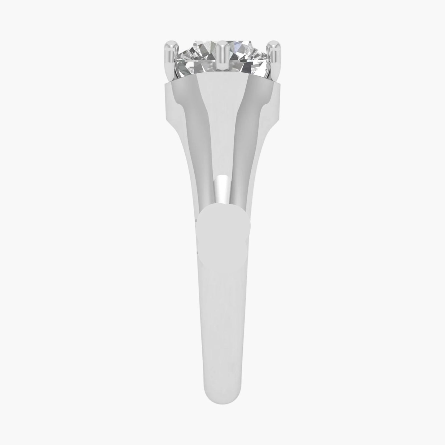 Silver ring with a diamond on a white background