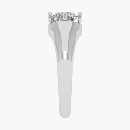 Silver ring with a diamond on a white background