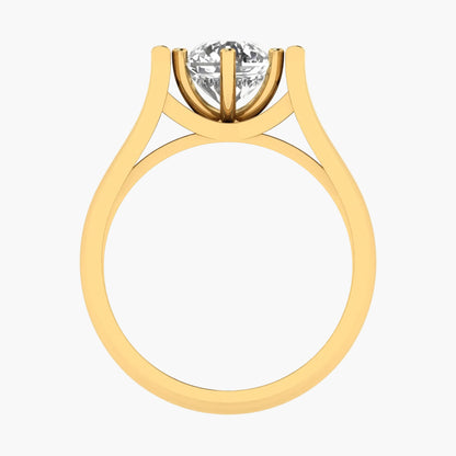 Gold ring with a diamond on a white background, featuring 'Green Lab' branding.