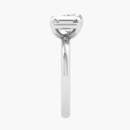 Silver ring with a diamond on a white background