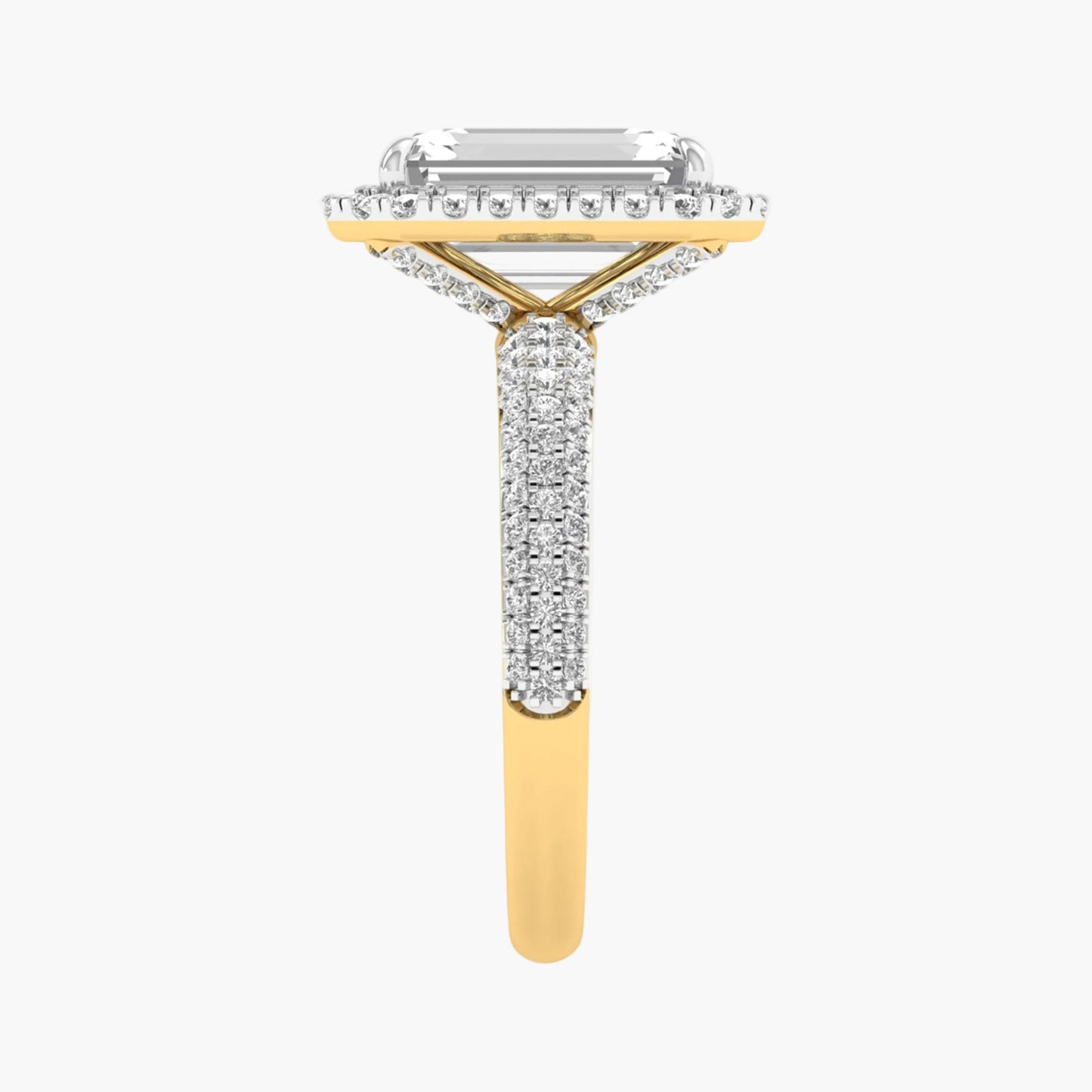 Gold and silver razors on a white background