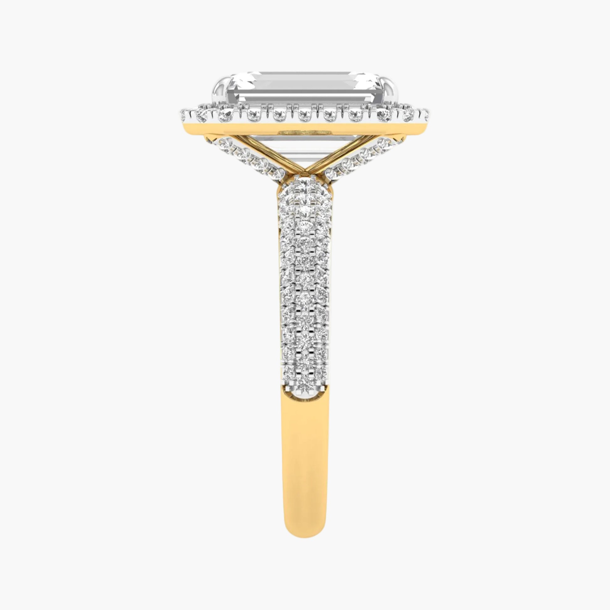Gold and silver razors on a white background