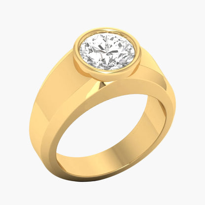 Gold ring with a diamond on a white background