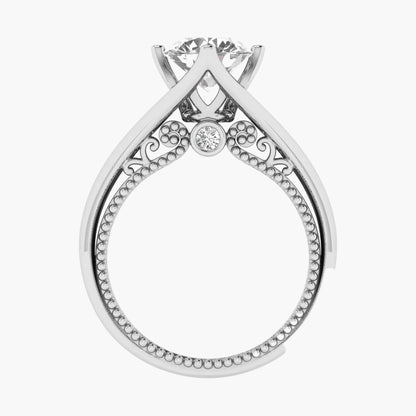 Silver ring with diamond on a white background