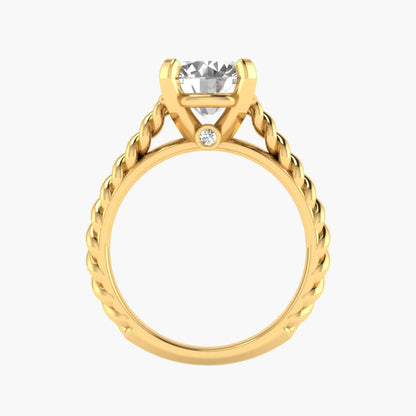 Gold ring with a diamond on a white background