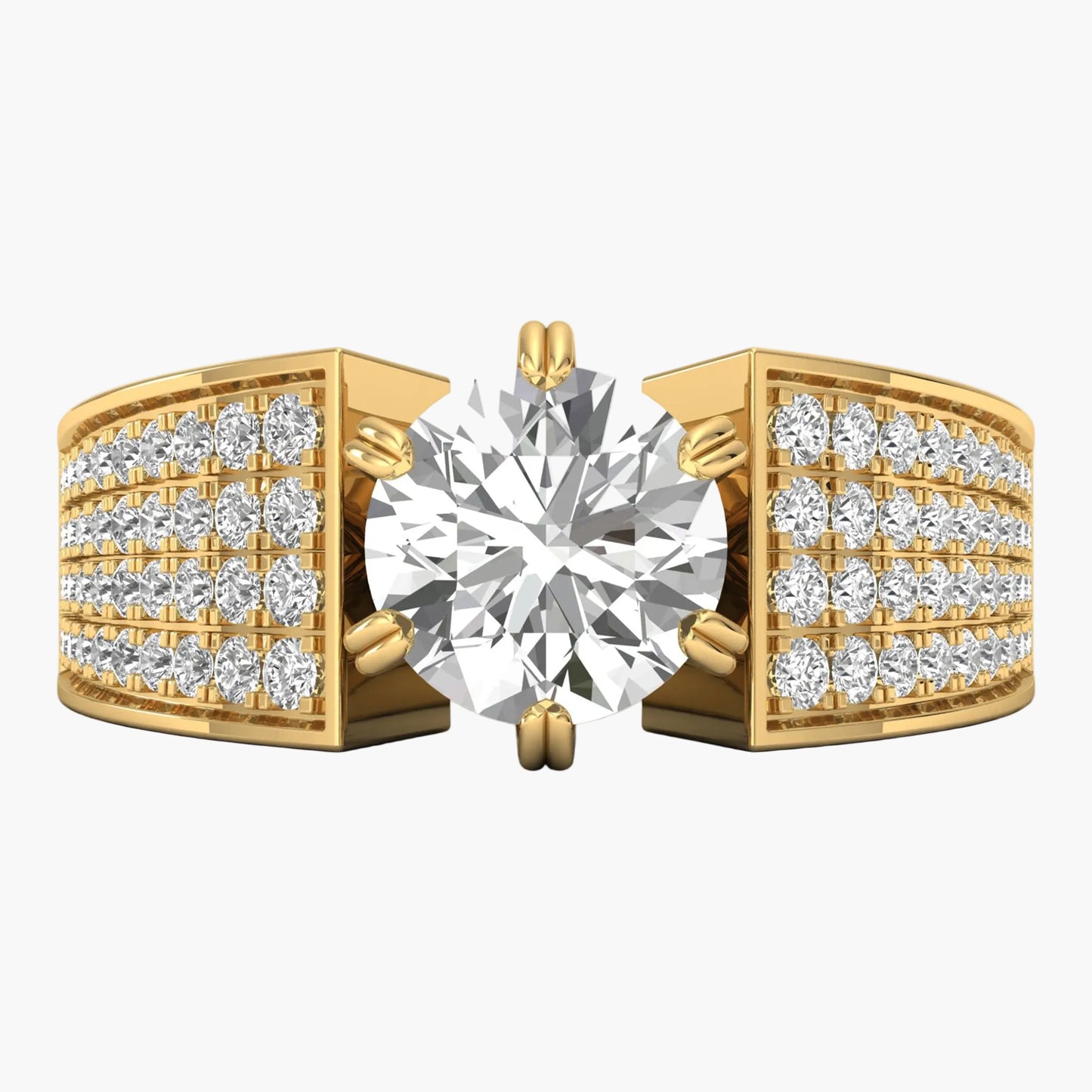 Gold diamond earrings on a white background