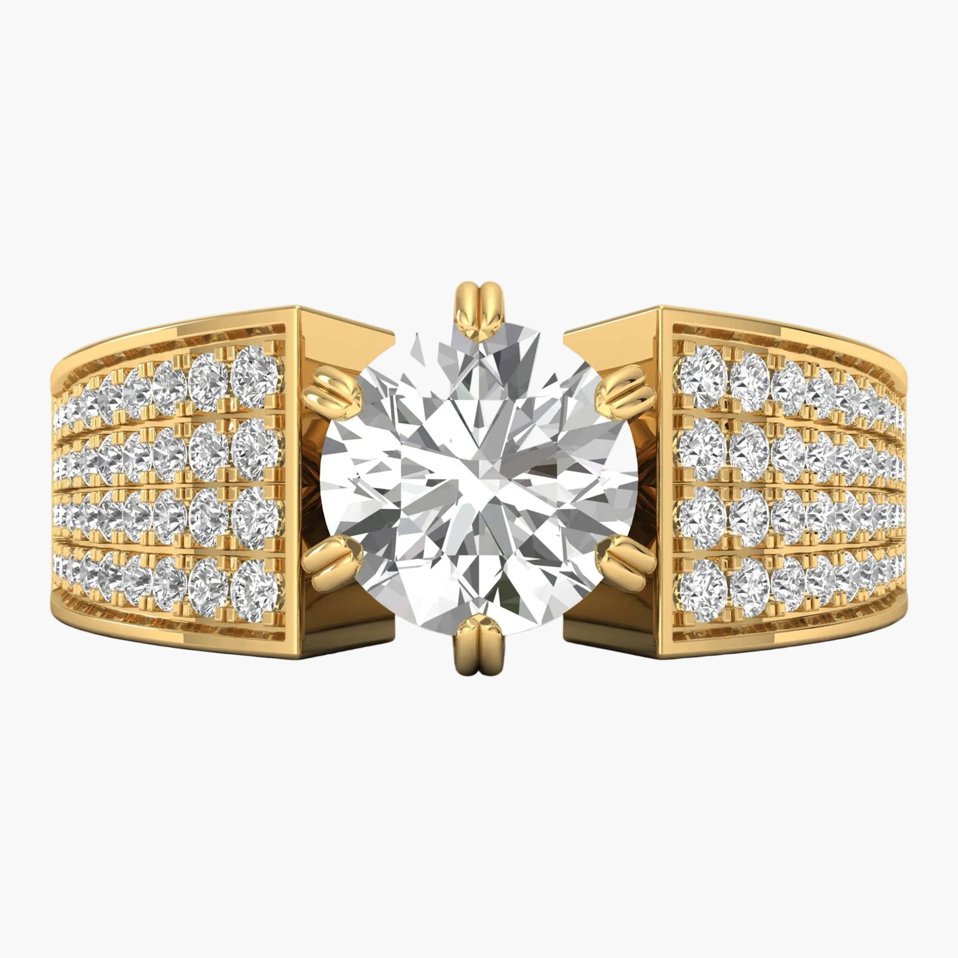 Gold diamond earrings on a white background