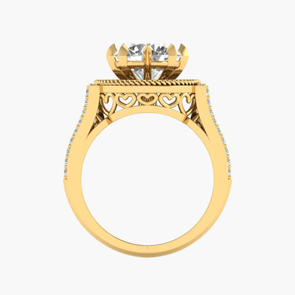 Gold ring with diamond on a white background