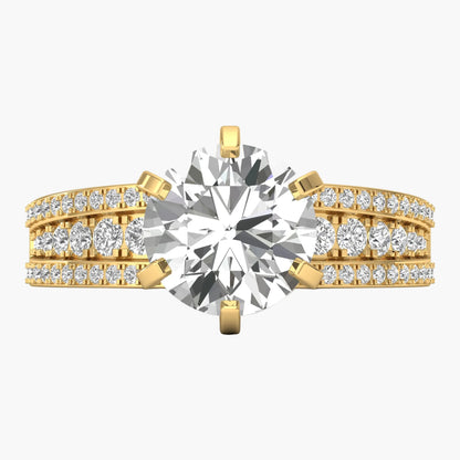 Gold and diamond ring on a white background