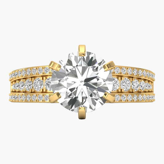 Gold and diamond ring on a white background