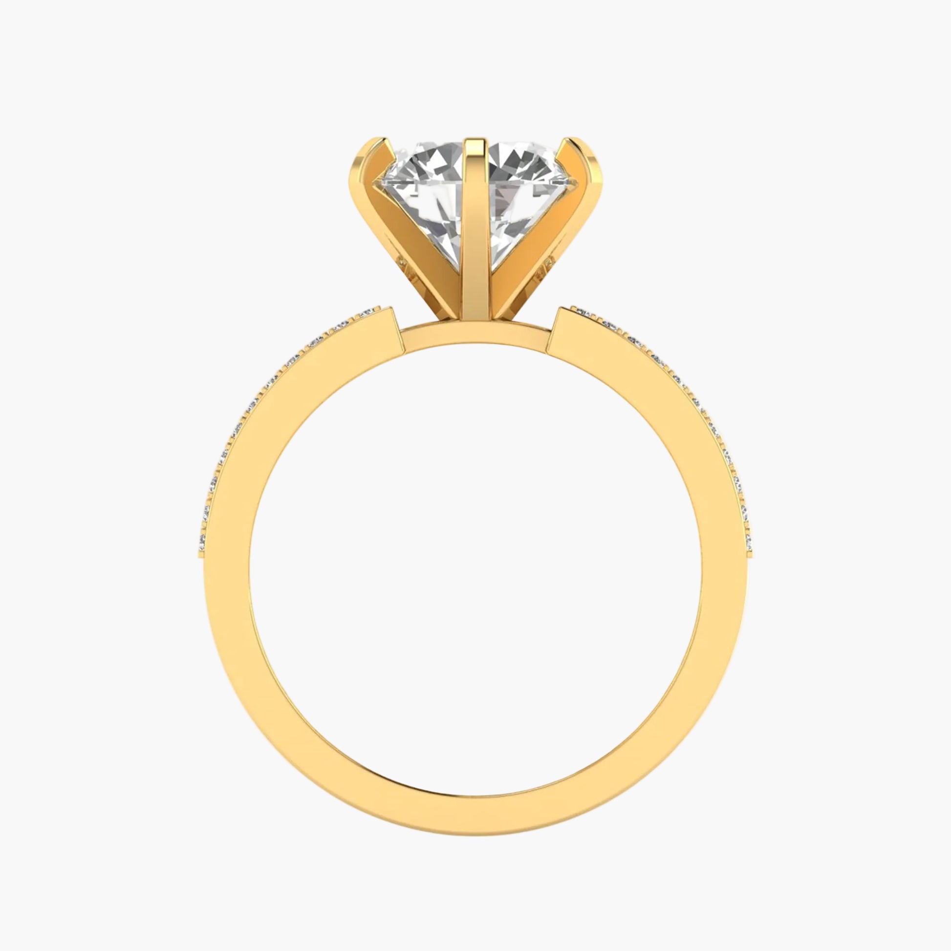 Gold ring with a diamond on a white background
