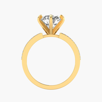 Gold ring with a diamond on a white background