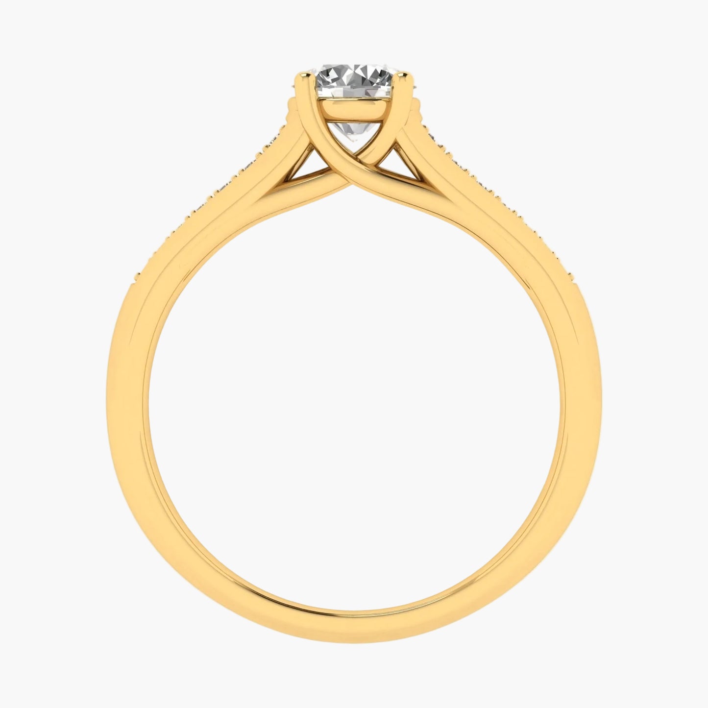 Gold ring with a diamond on a white background, branded 'Green Lab'.