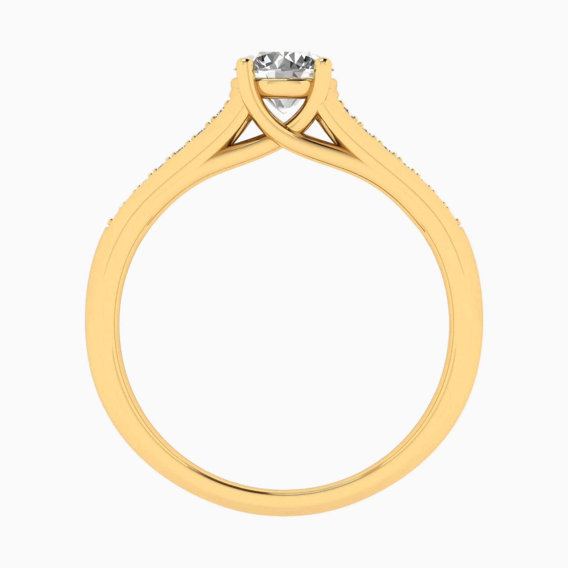 Gold ring with a diamond on a white background, branded 'Green Lab'.