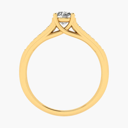 Gold ring with a diamond on a white background, branded 'Green Lab'.