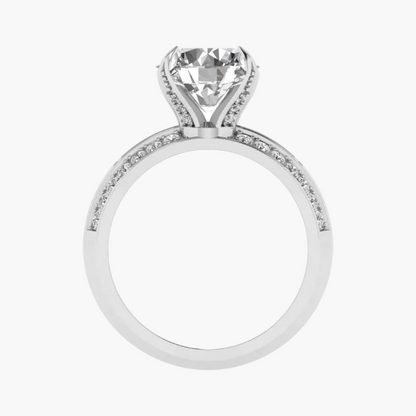 Diamond ring with a clear gemstone on a white background
