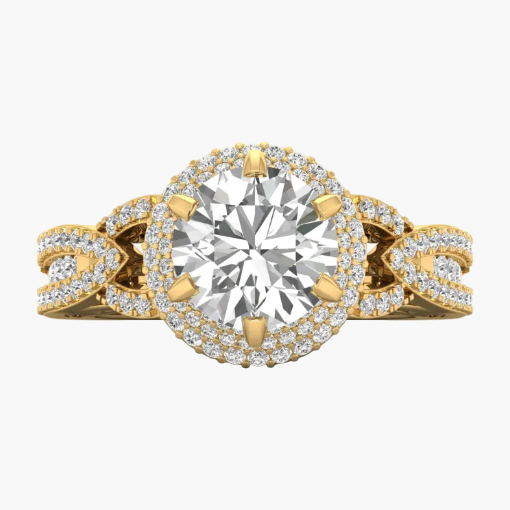 Gold and silver diamond ring on a white background