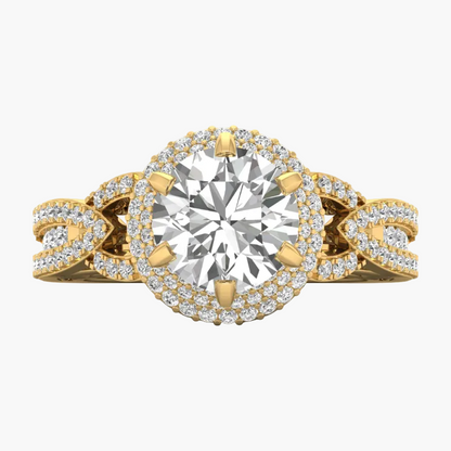 Gold and silver diamond ring on a white background