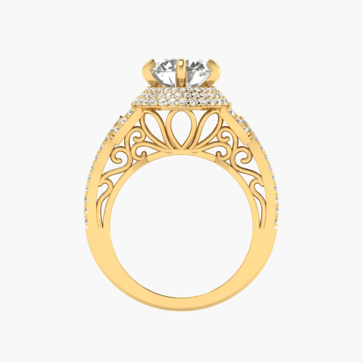 Gold ring with diamond on a white background