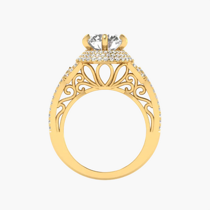 Gold ring with diamond on a white background