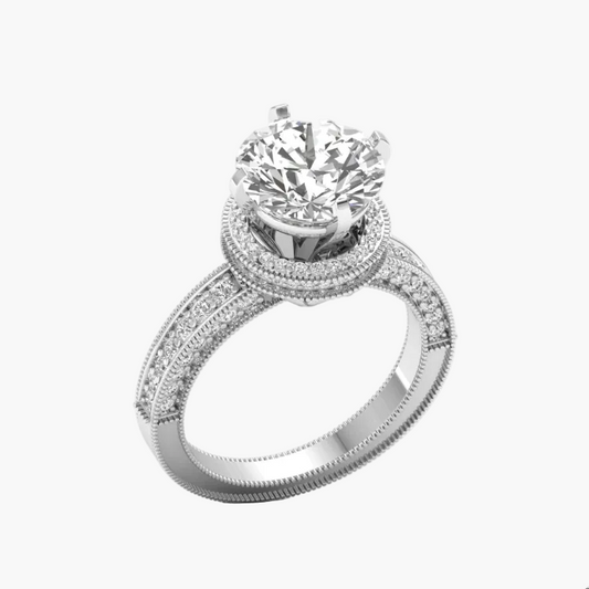 Elegant diamond ring on a white background