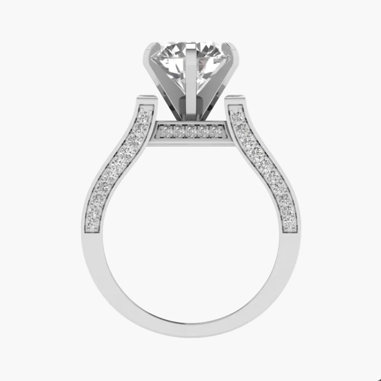 Silver ring with diamond accents on a white background, featuring 'Green Lab' branding.