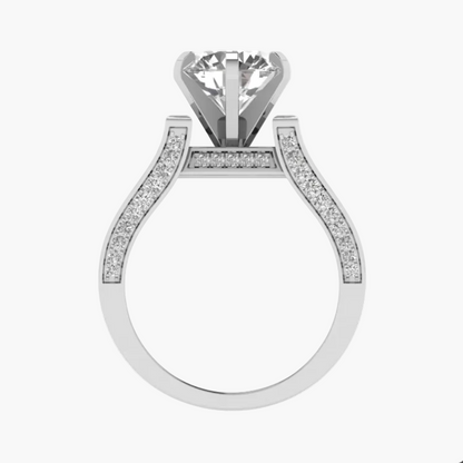 Silver ring with diamond accents on a white background, featuring 'Green Lab' branding.