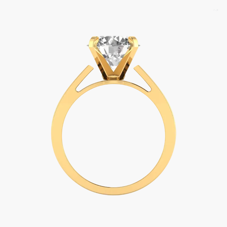 Gold ring with a diamond on a white background, featuring 'Green Lab' branding.