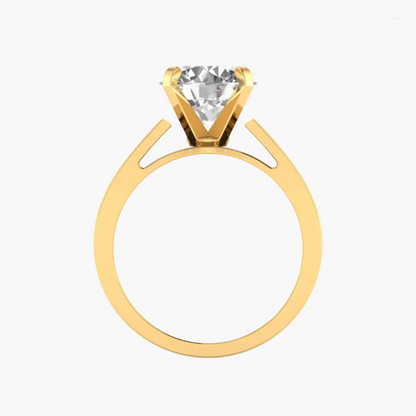 Gold ring with a diamond on a white background, featuring 'Green Lab' branding.