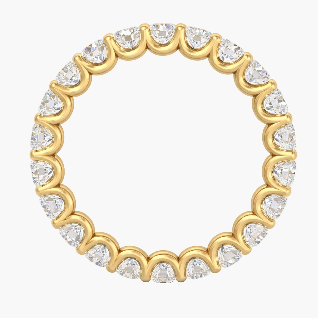 Gold ring with diamond accents on a white background