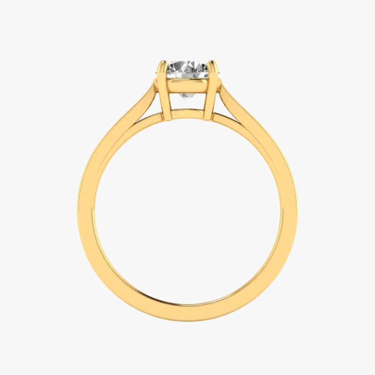 Gold ring with a diamond on a white background