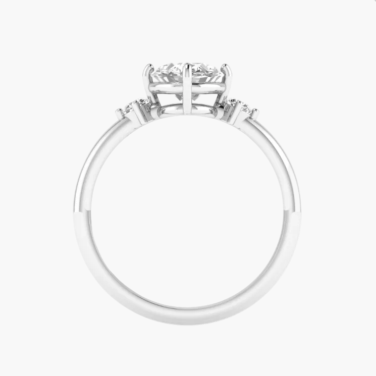 Diamond ring with a clear gemstone on a white background