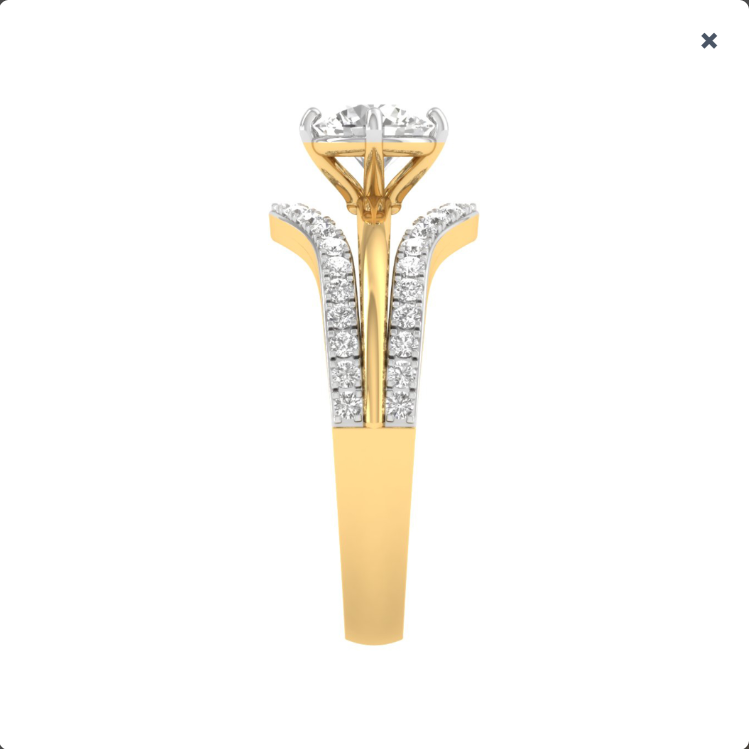 Gold and diamond ring on a white background