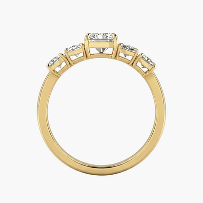 Gold ring with diamonds on a white background