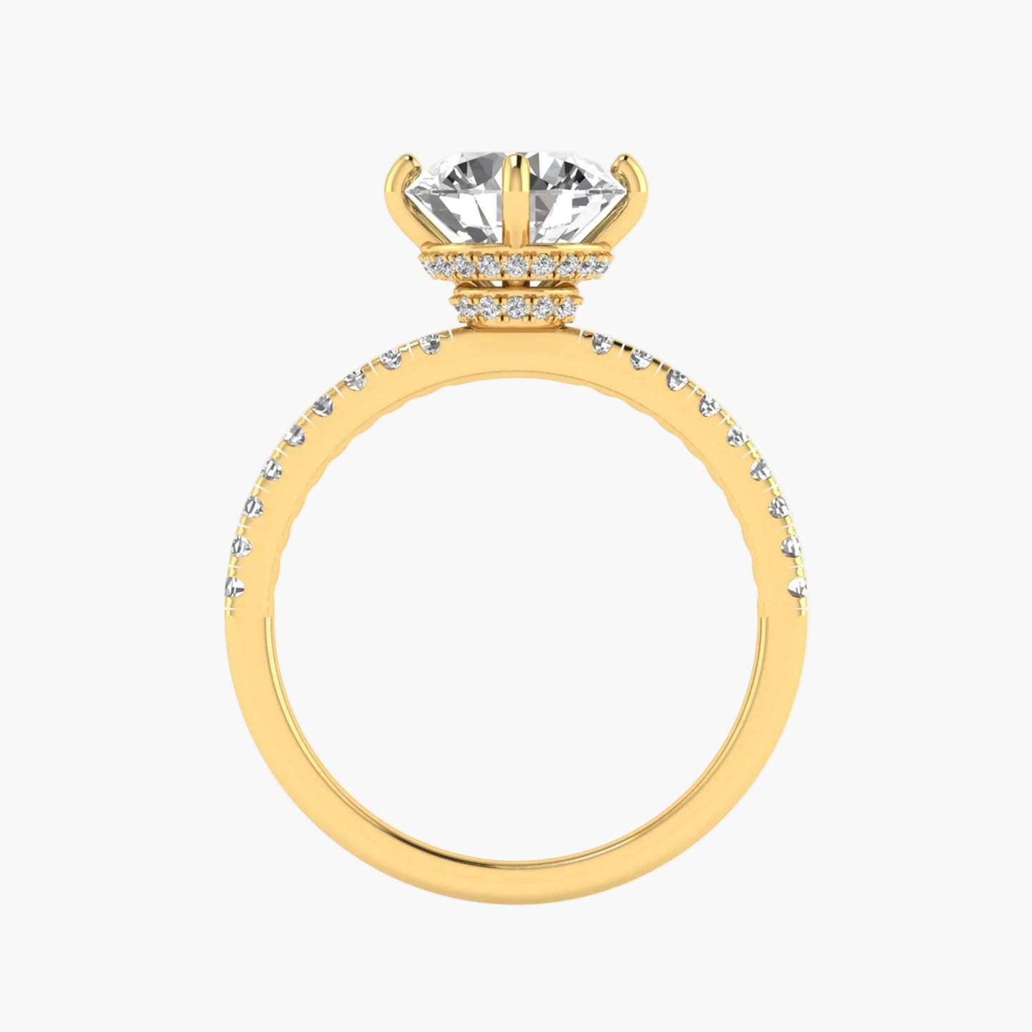Gold ring with a diamond on a white background
