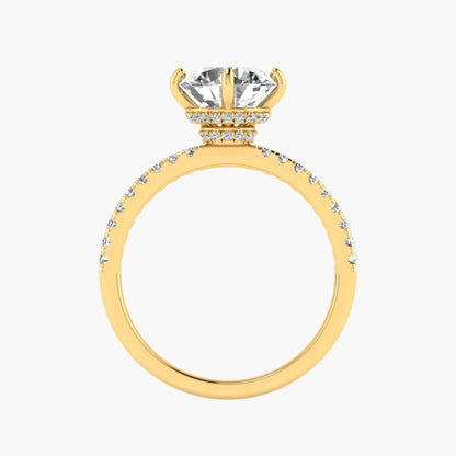 Gold ring with a diamond on a white background