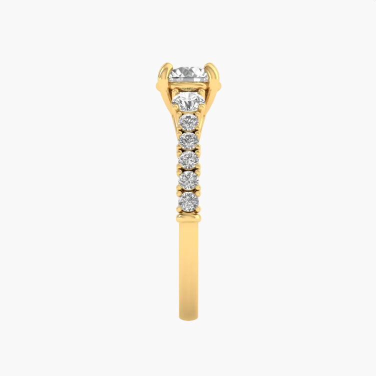 Gold and diamond earring on a white background