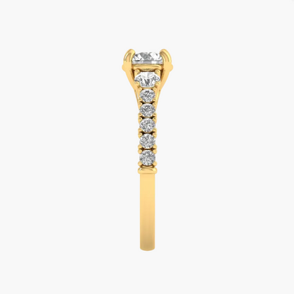 Gold and diamond earring on a white background