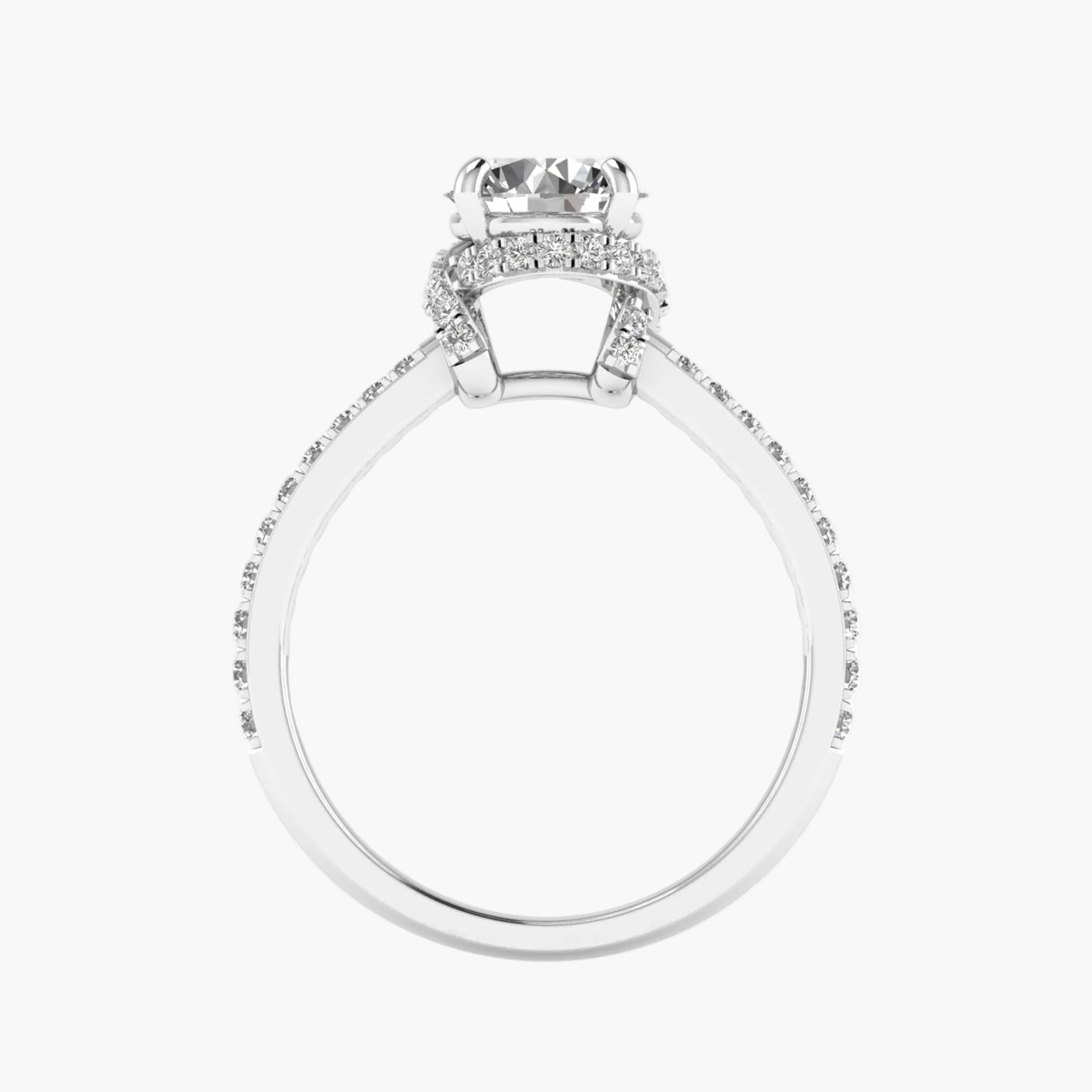Silver ring with a diamond on a white background
