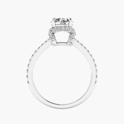 Silver ring with a diamond on a white background
